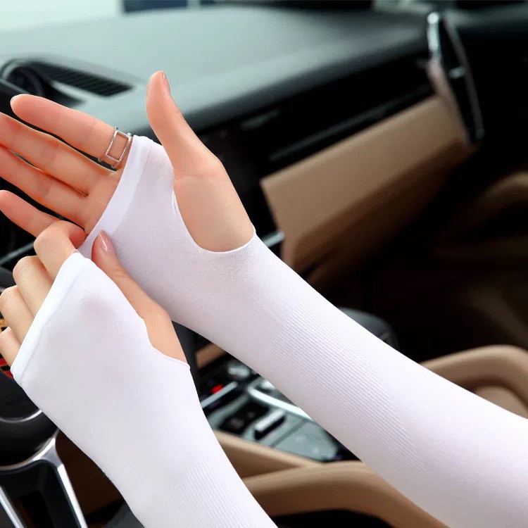 Găng tay chống nắng xỏ ngón bảo vệ cánh tay