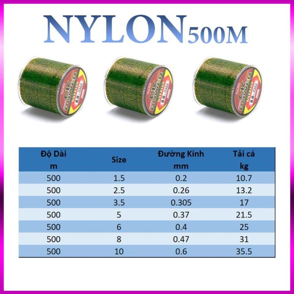 ⭐ Cước câu cá tàng hình dây câu cá Nylon CK power 500m tải cá tốt dùng làm dây trục câu cá CK500