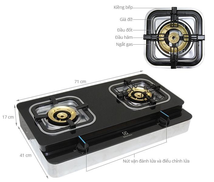 Bếp gas Electrolux ETG729GKTR Hàng trưng bày +TẶNG Dây GAS -  BẢO HÀNH 1 NĂM
