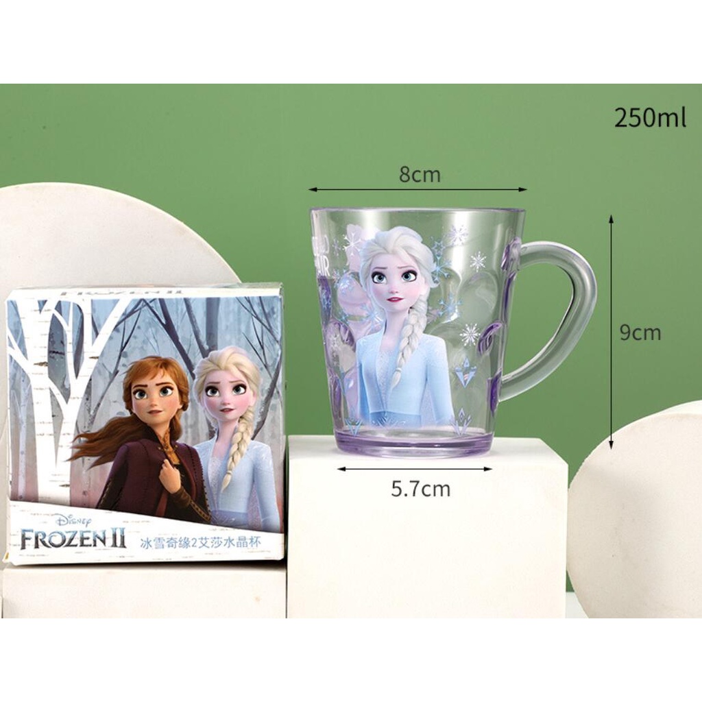Ly nhựa Disney uống nước trong suốt có quai cầm tay hình Frozen Mickey Minnie Ariel cho bé