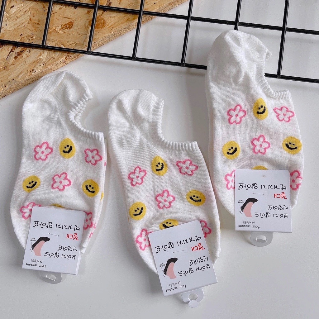Tất Vớ Nữ Lười Hình Hoa Emoji Nhiều Màu Sắc Dễ Thương giá siêu rẻ mềm