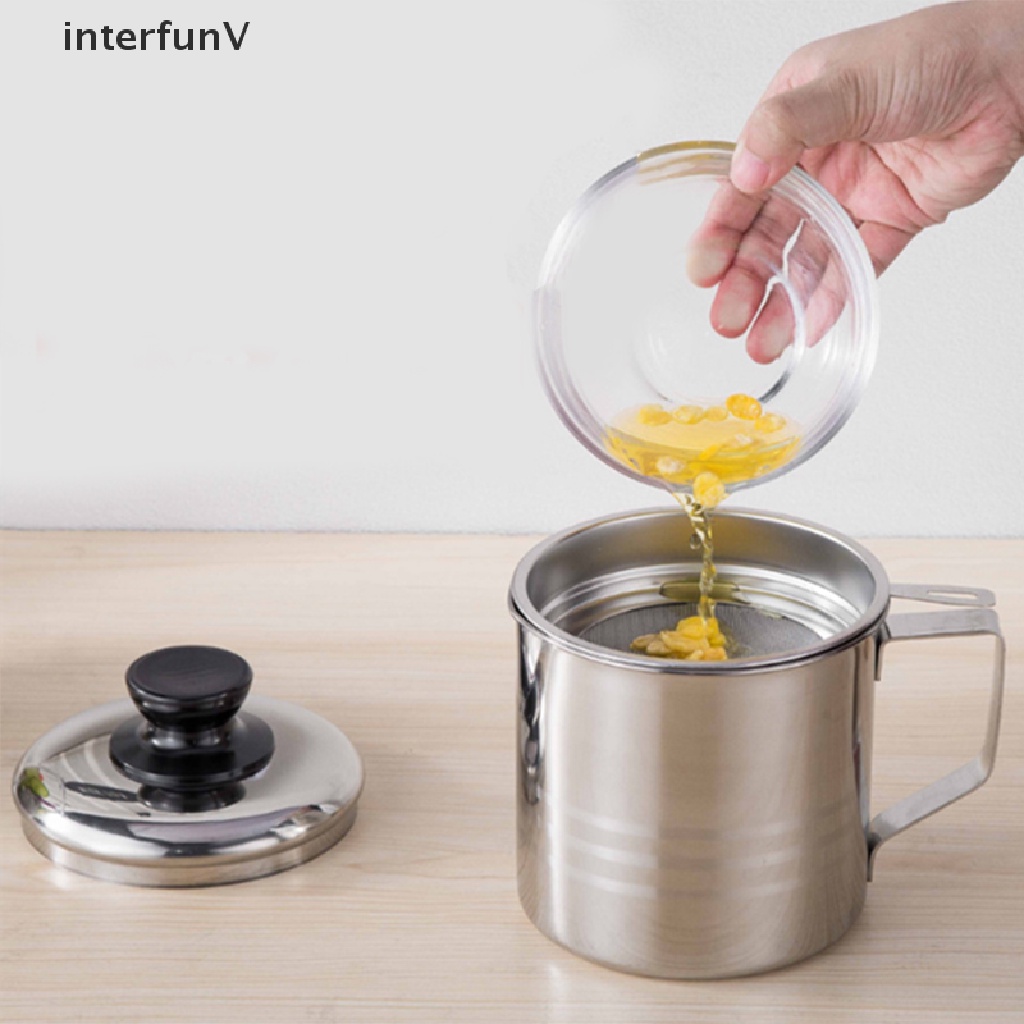 Bình Đựng Dầu Ăn Bằng Thép Không Gỉ 1.3L Kèm Đồ Lọc Mỡ Tiện Dụng