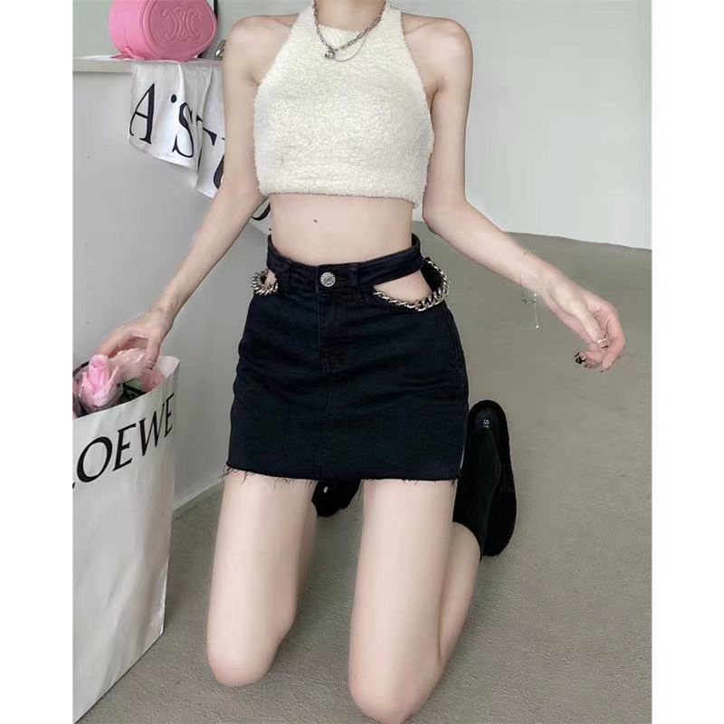 Chân váy jean Chữ A Màu Đen Thời Trang Mùa Hè Cho Nữ