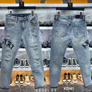 Quần jean nam xanh chữ thêu chất bò cao cấp co dãn 4 chiều NHIỀU MẪU MỚI m2041