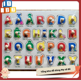 Giáo cụ Montessori☘Free ship☘Bảng núm chữ cái tiếng việt