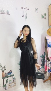 Đầm lưới có lót dây 2 lớp