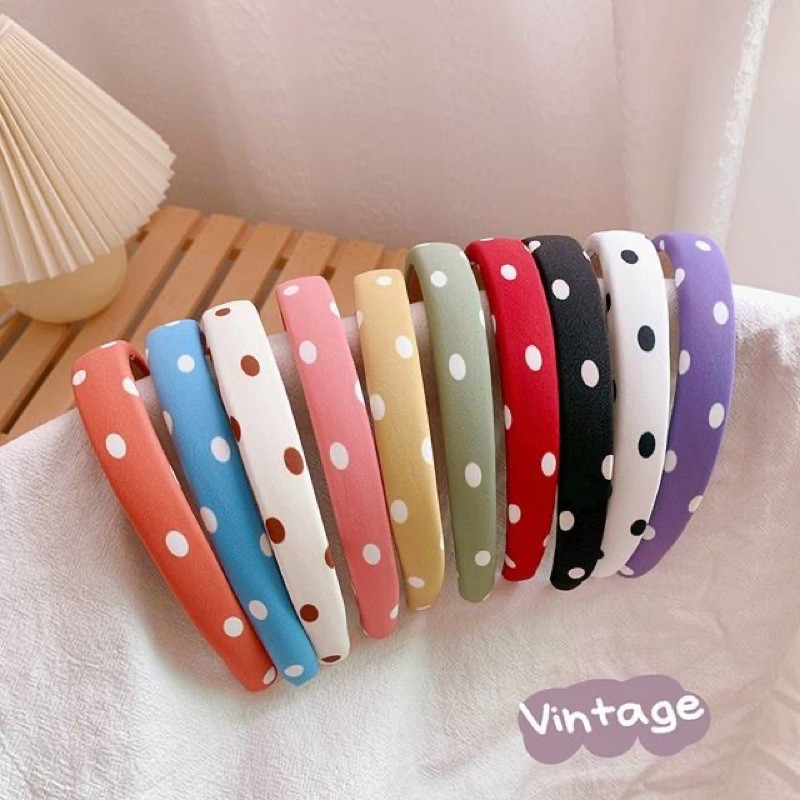 Cài tóc chấm bi phong cách vintage - Băng đô tóc retro chấm bi