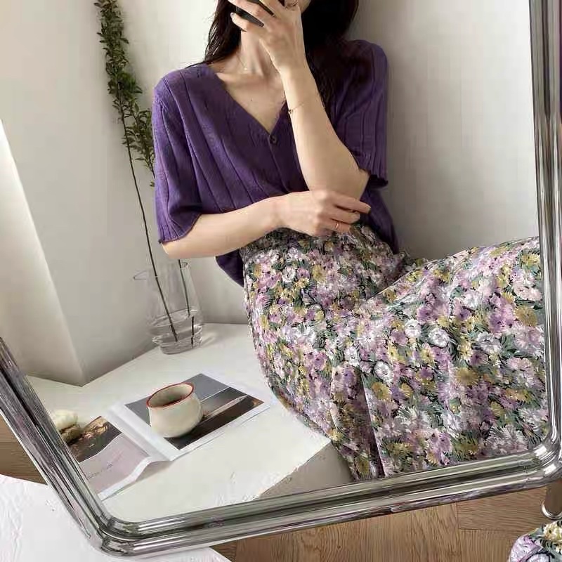 Chân váy hoa ulzang, chân váy hoa xoè trẻ trung