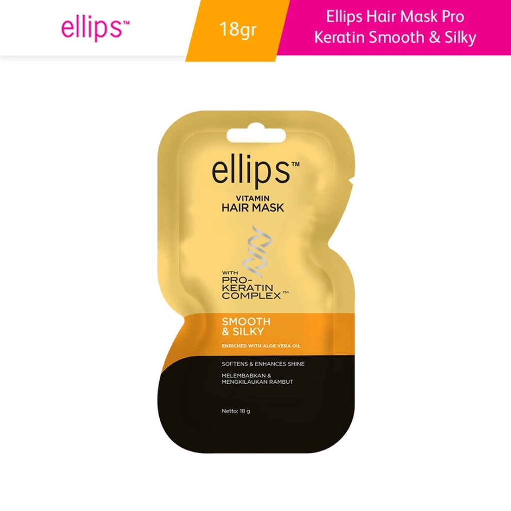 Ủ Tóc Ellips Dạng Kem Vitamin Hair Mask Pro-Keratin Smooth &amp; Silky siêu mềm mượt, óng ả 18g