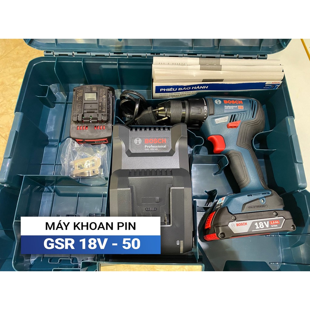 Máy khoan/ bắt vít dùng pin Bosch GSR 18V-50 Professional 18V/2Ah (Không chổi than)