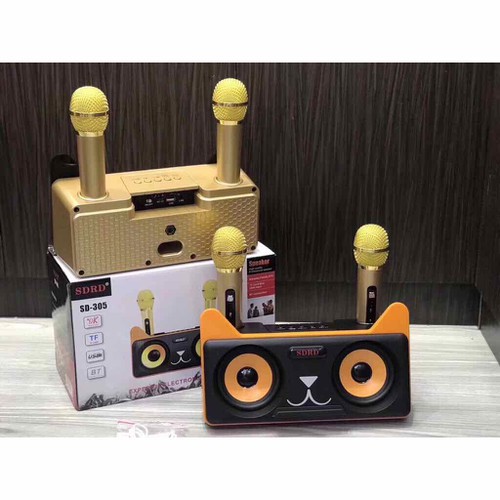 Loa Bluetooth mini 💝Freeship💝 Loa bluetooth karaoke SD-305 Kèm 2 MIC