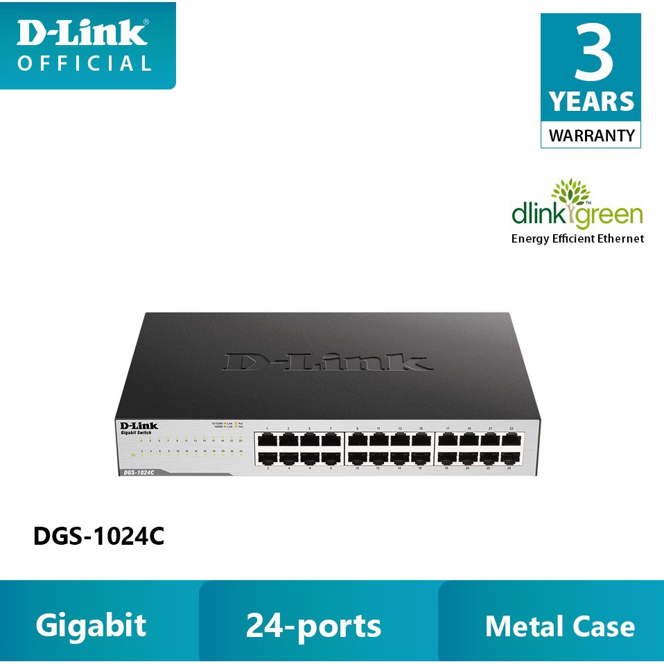 D-LINK DGS-1024C - Bộ chia cổng mạng 24 cổng 10/100/1000 Mbps