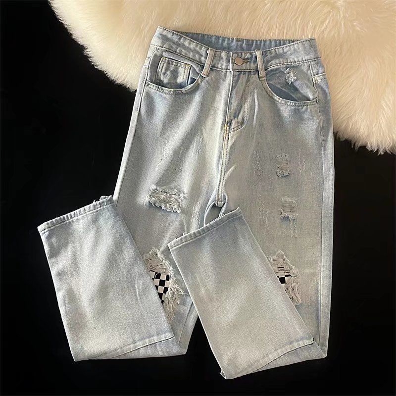 Quần Jeans Nam Có Khoá Kéo Phong Cách Hàn Quốc