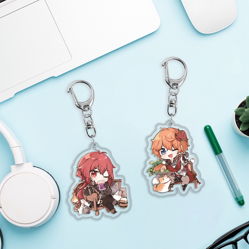 Móc chìa khóa họa tiết nhân vật trò chơi Genshin độc đáo dễ thương