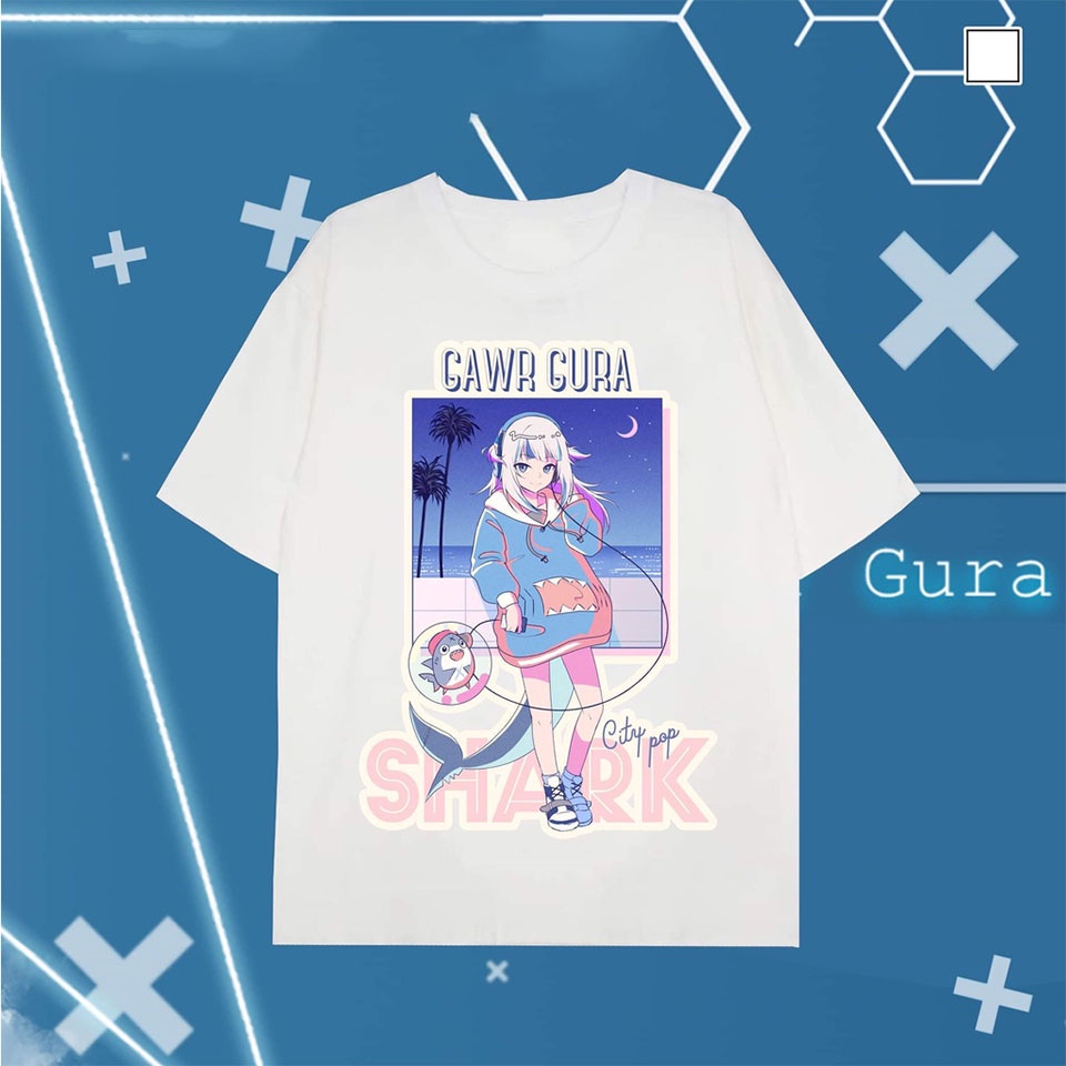 Áo phông Hololive: Gura Gawr Vtuber Áo thun trắng in hình ANime cực ngầu nhiều mẫu HOT bán chạy