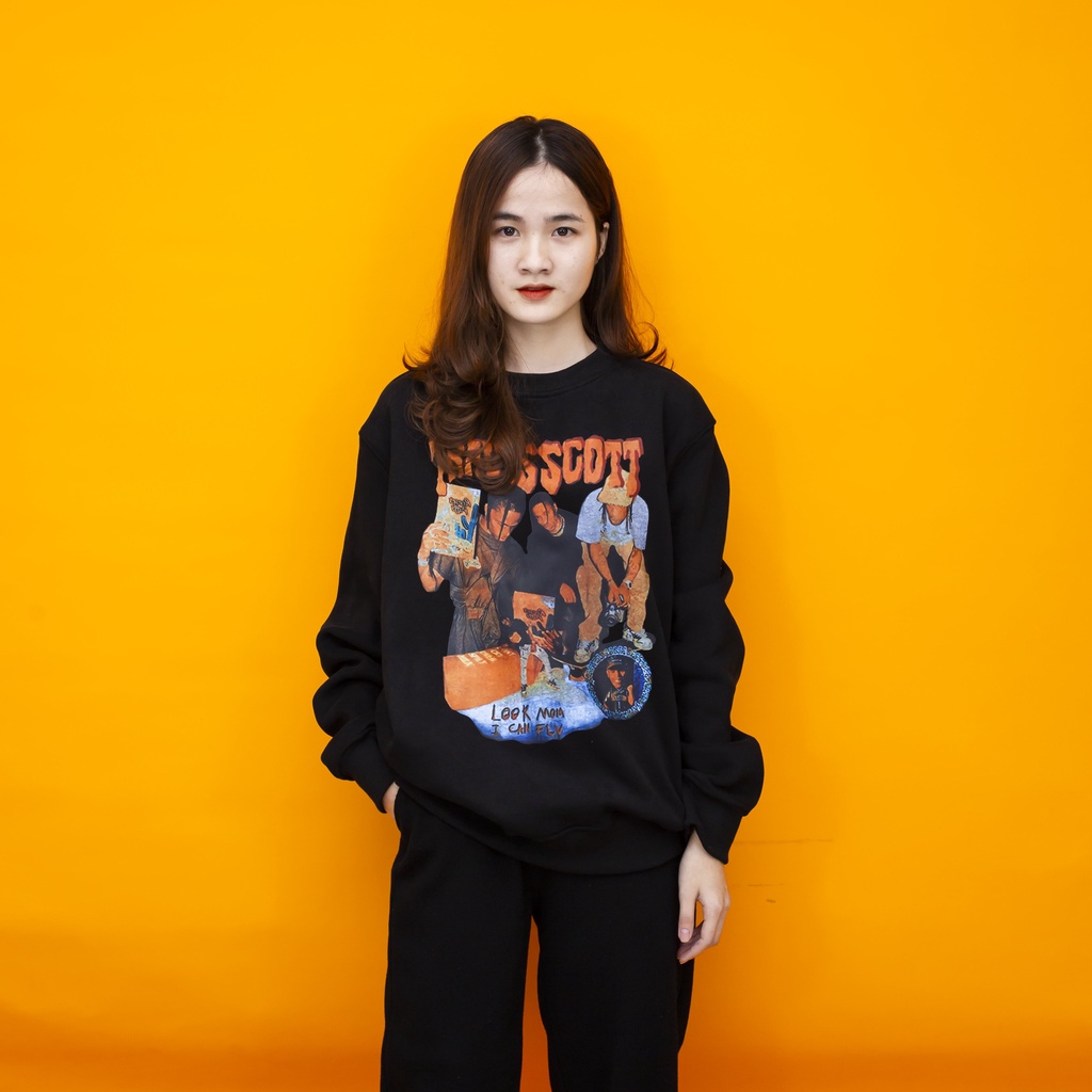 Áo nỉ bông sweater TRAVISSCOSTT Dogo.store  , Áo nỉ sweater unisex nam nữ form rộng oversize chất liệu Cotton