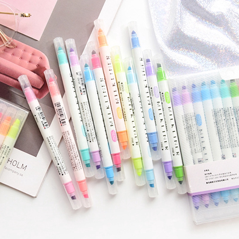 ZEBRA MILDLINER TWIN TIP Pen Highlighter Kepala Ganda 12 Warna Untuk Pelajar