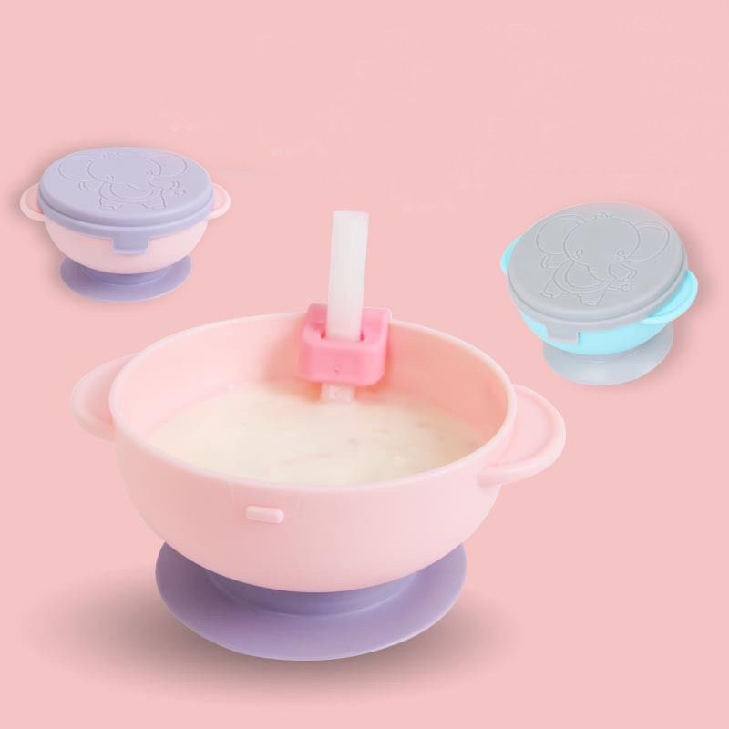 Bát chống lật có đế hút silicon và nắp khóa an tòàn cho bé dung tích 375ml AD61