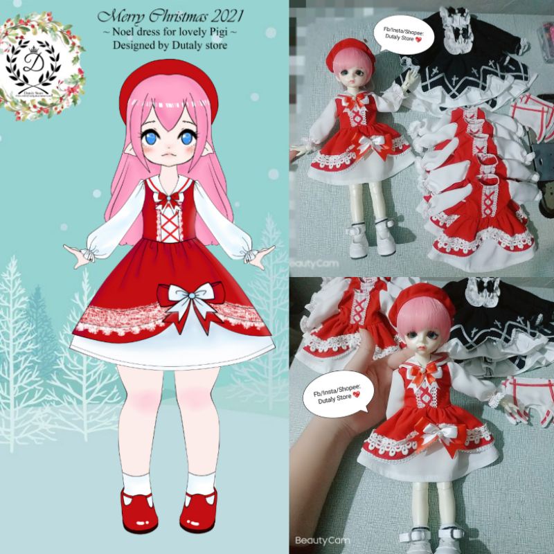 BJD 03 - trang phục váy xinh, đáng yêu dành cho búp bê bjd 1/6 và 1/4
