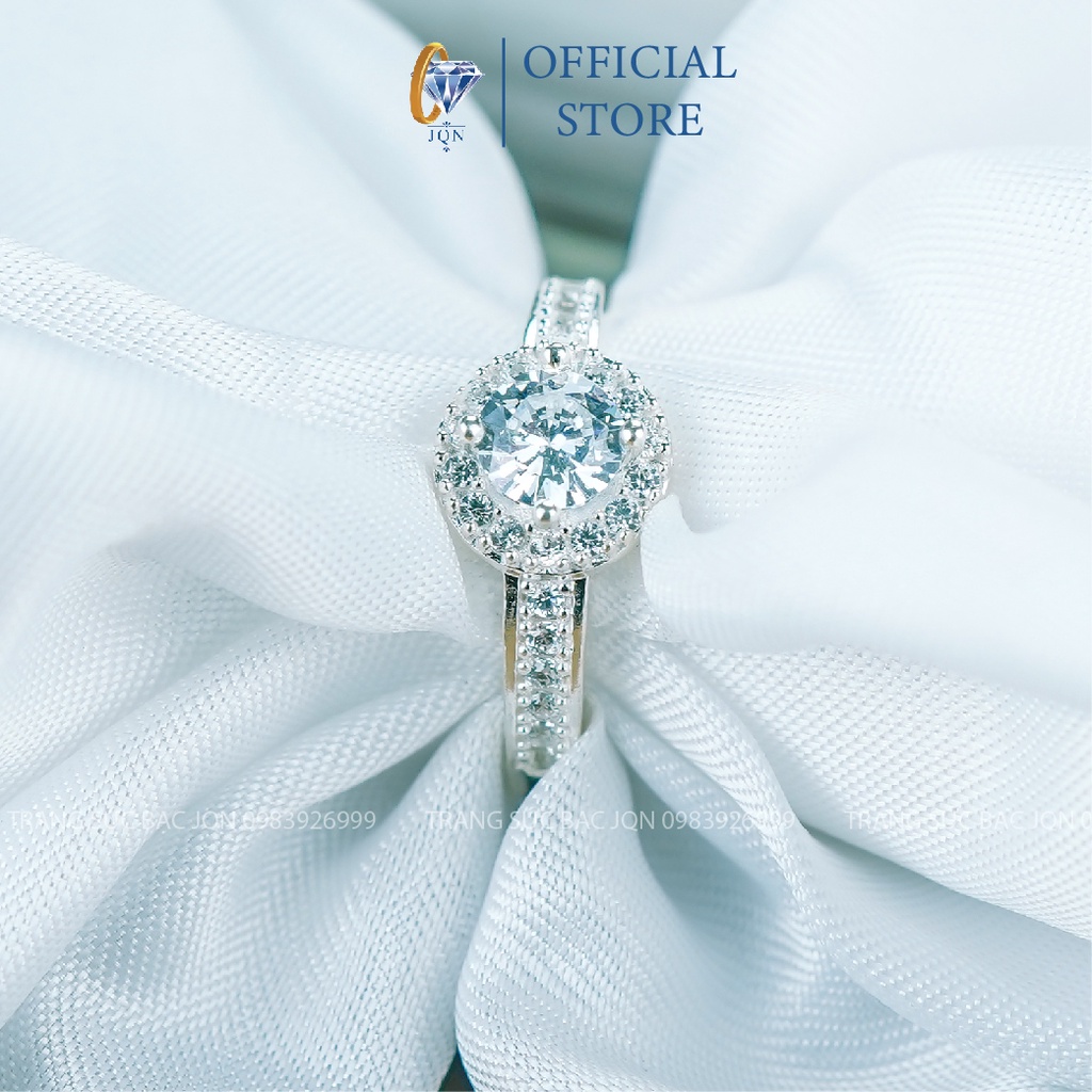 Nhẫn Nữ Bạc Thật JQN Mẫu Mới Mặt Đá Tròn Trẻ Trung N24