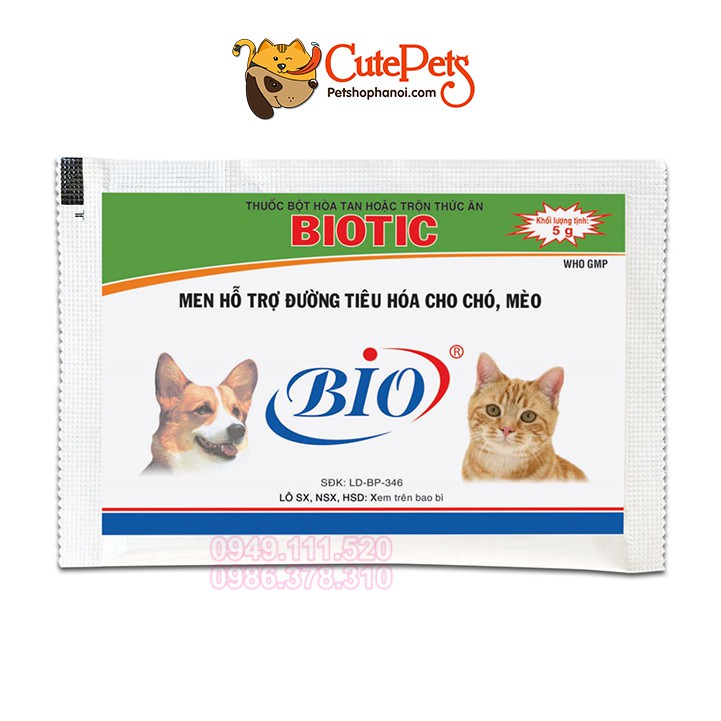 Men tiêu hóa cho chó mèo Biotic 5g Men hỗ trợ đường tiêu hóa - CutePets Phụ kiện thú cưng pet shop Hà Nội