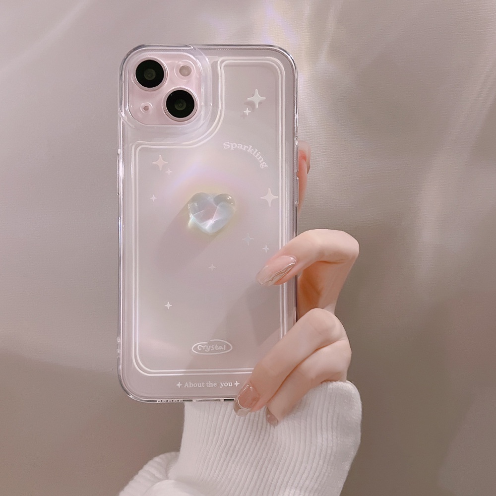 Ốp Điện Thoại Trong Suốt Họa Tiết Trái Tim Pha Lê 3d Cho iphone 7 8 plus xr xs 11 12 13 14 15 mini pro max se 2020