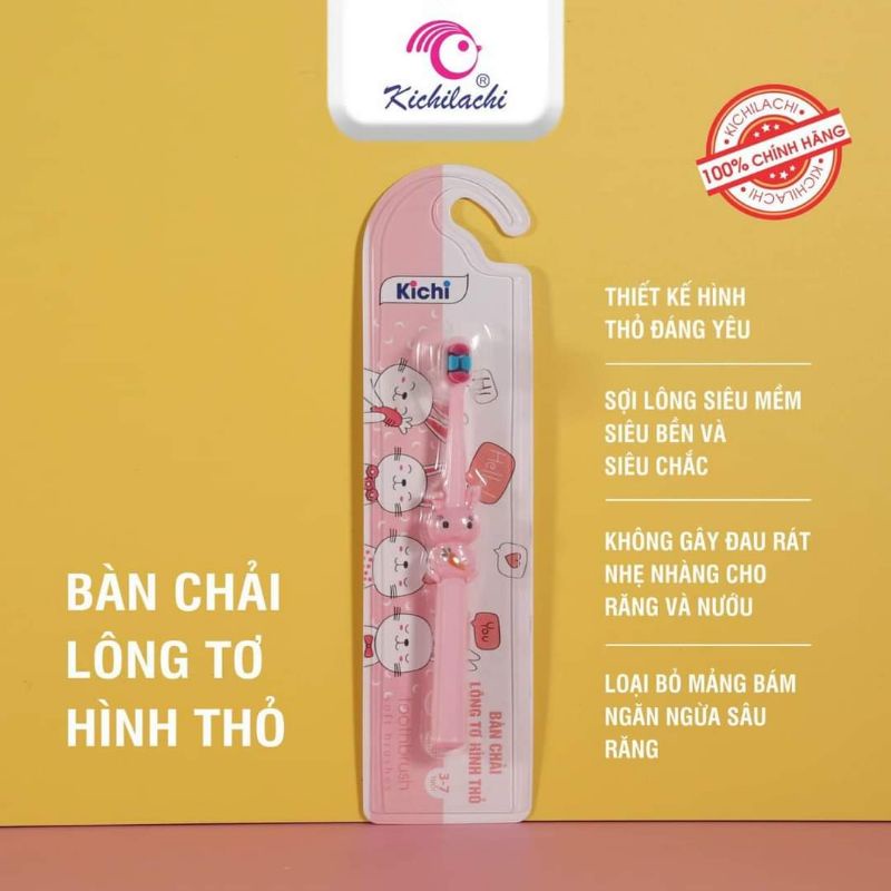 Bàn chải đánh răng cho bé lông tơ siêu mềm Kichilachi cho bé từ 3-7 tuổi