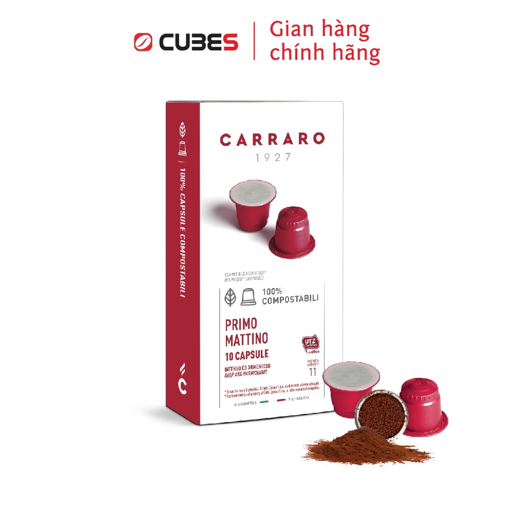 Cà Phê Viên Nén Thân Thiện Môi Trường Carraro Primo Mattino tương thích với máy Nespresso - Nhập khẩu từ Ý