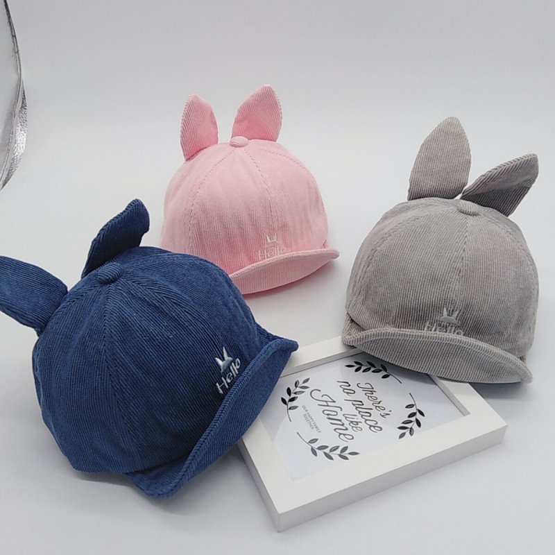Mũ Lưỡi Trai Mềm Thoáng Khí Thiết Kế Tai Thỏ In Chữ Dễ Thương Cho Bé