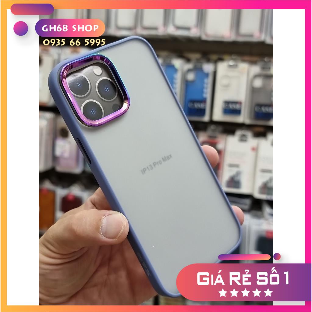 Ốp lưng X&M Chống Vân Tay Viền Màu siêu đẹp iPhone 13, 13 Pro, 13 Pro Max, 12 Pro Max, camera titan gờ cao siêu đẹp