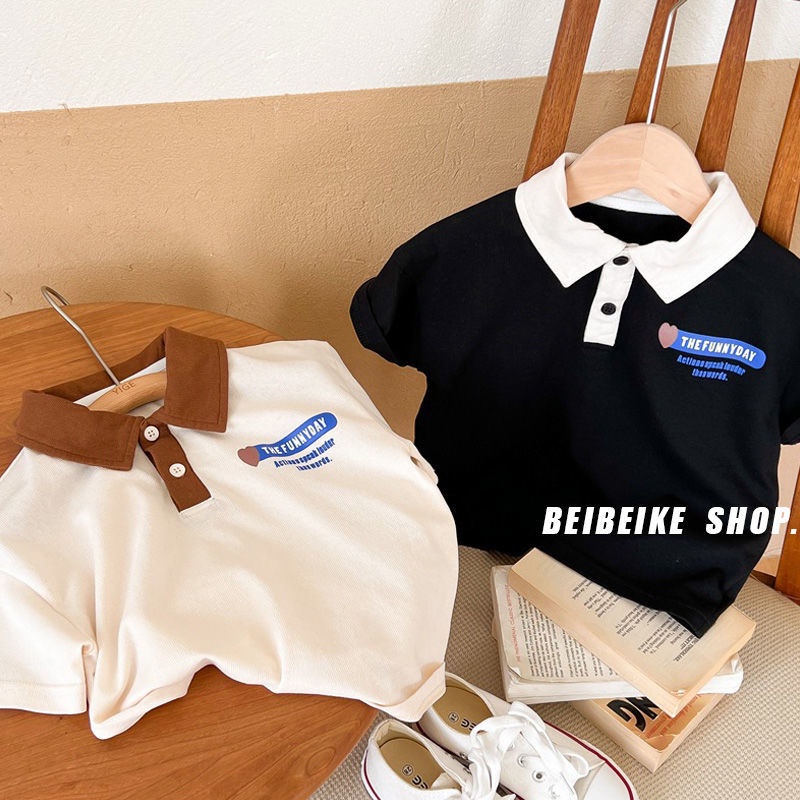 Áo Thun Polo Cotton In Màu Sắc Retro Thời Trang Mùa Hè Hàn Quốc Dành Cho Trẻ Em