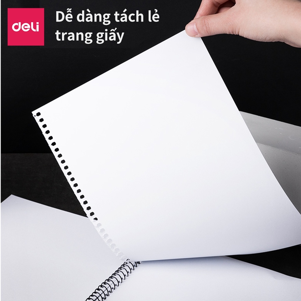 Sổ tay vẽ chì phác thảo sketchbook Deli 40 trang 100gsm khổ ngang A4/B5 gáy lò xo dùng cho mỹ thuật phác họa