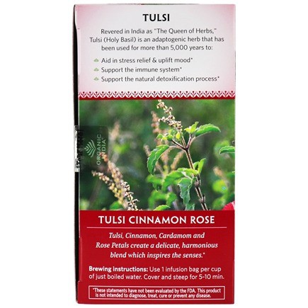 Trà hương nhu Tulsi hoa hồng quế - Organic India - date 2022 (hàng Mỹ nguyên seal)