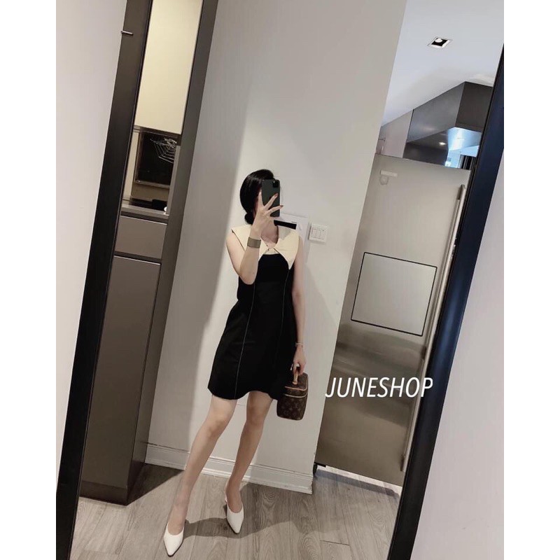 [Mã SKAMA06 giảm 8% tối đa 50K đơn 250K] Váy phối cổ nơ chạy chỉ | BigBuy360 - bigbuy360.vn