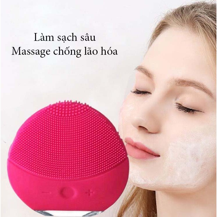 Máy rửa mặt mini FOREVER cầm tay nhỏ gọn, máy massage IMA nội địa trung đầu cọ silicon làm sạch sâu da