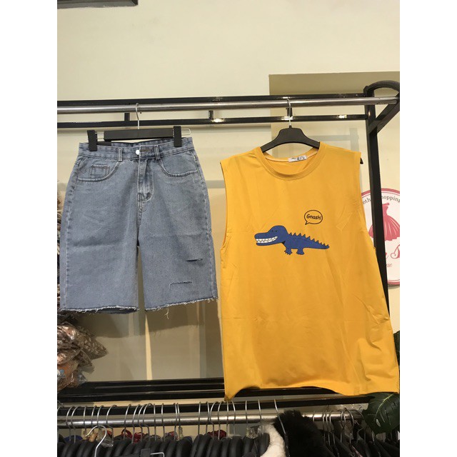Set áo tank top+ quần bò ngố hot