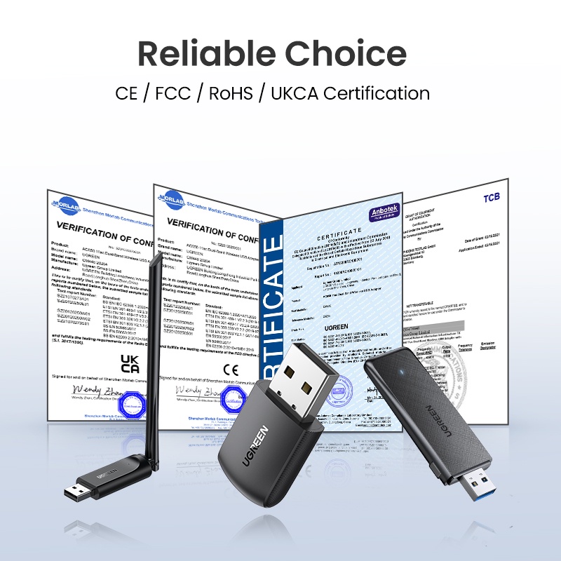 Ugreen USB Thu Sóng WiFi 650Mbps 2.4G &amp; 5G Thẻ