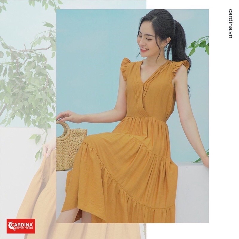 Váy Đũi  Sát Nách Vai Bèo 𝐂𝐀𝐑𝐃𝐈𝐍𝐀 KIểu Dáng Nhẹ Nhàng Nữ Tính 2VD06