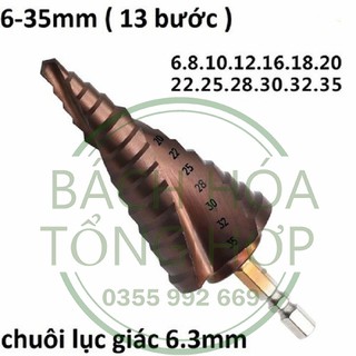Mũi khoan bước tháp hss coban m35 6-35mm chuyên khoan inox,sắt,thép,gỗ,... cao cấp
