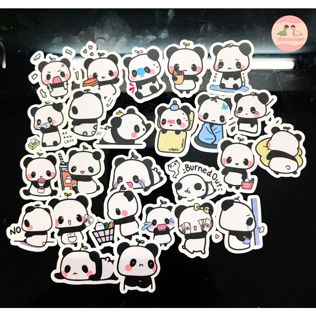 Set 25 Sticker Gấu Trúc Cute, hình dán trang trí bình nước, điện thoại, laptop, mũ bảo hiểm, sticker làm quà tặng