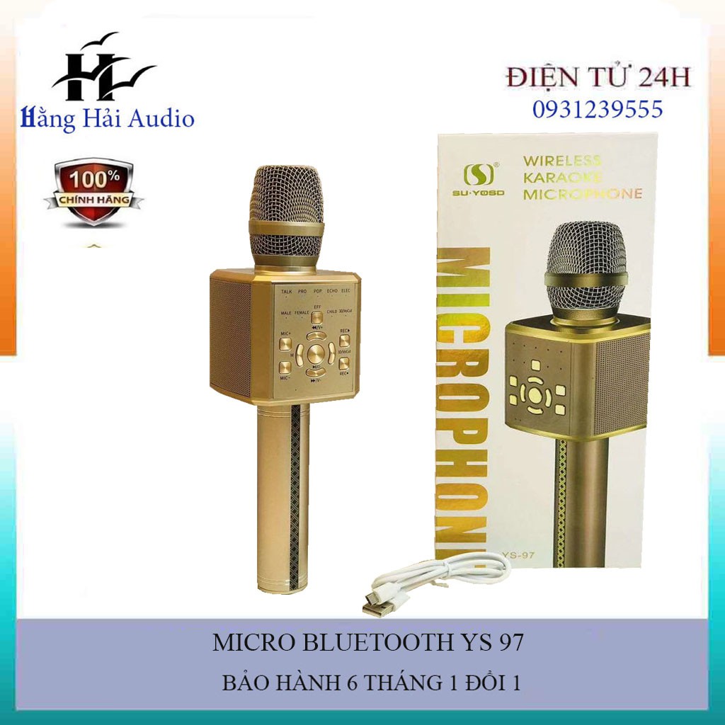 [Mã ELHACE giảm 4% đơn 300K] Micro YS-97 Mic Karaoke Bluetooth Tích Hợp Live Stream Sound Card 3 In 1 Cao Cấp