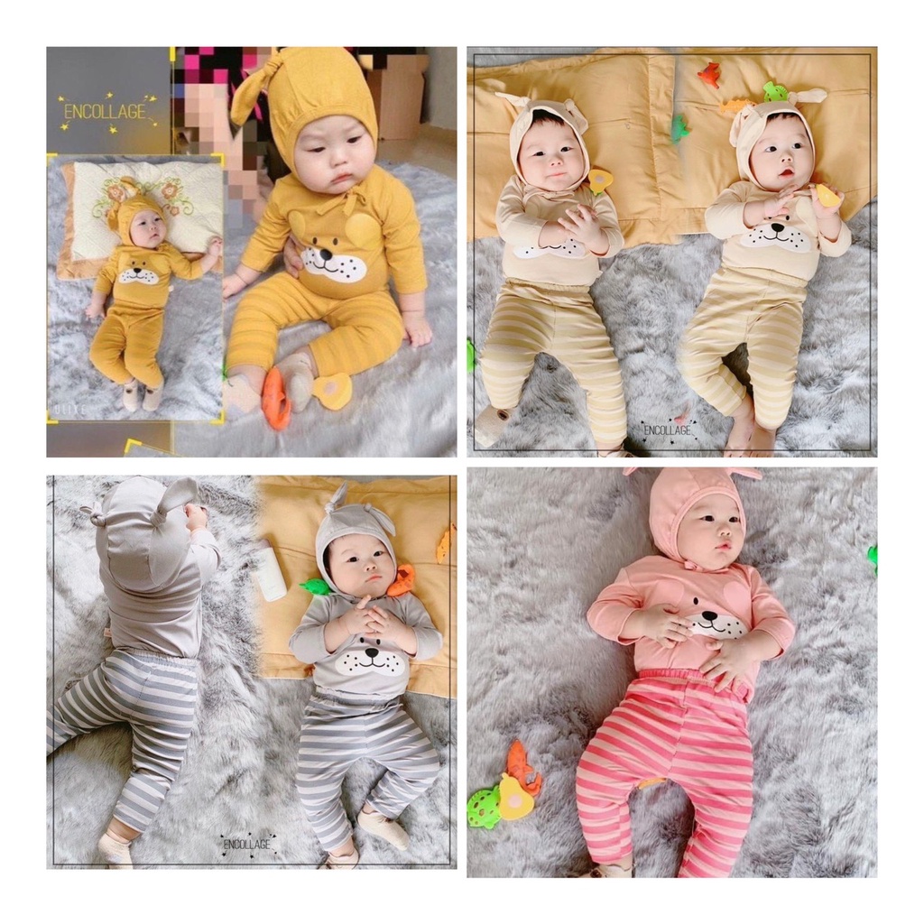 Đồ Bộ Bé Gái, Bé Trai Minky Mom Vải Thun Lạnh Tai Cún (kèm mũ), Bộ Quần Áo Dài Tay Cho Bé Mặc Nhà Thoáng Mát