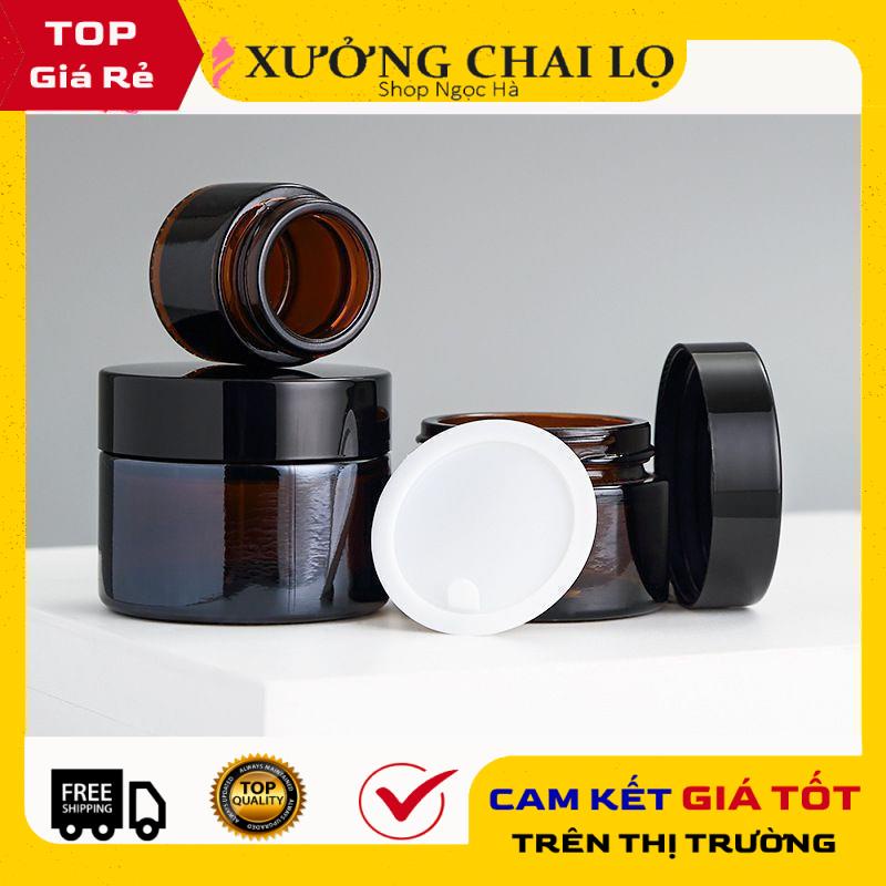Hũ Chiết Mỹ Phẩm ❤ GIÁ RẺ NHẤT ❤ Hũ Chiết Mỹ Phẩm Thủy Tinh Nâu 30g,50g,100g đựng kem , phụ kiện du lịch