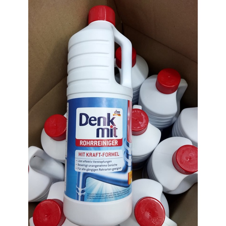 Hàng Đức - Denkmit chai thông cống làm sạch đường ống Rohrreiniger dung tích 1L, hàng chính hãng