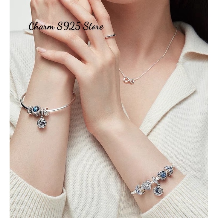 combo bộ vòng tay pan.do.ra mix 5 hạt charm bầu trời trăng sao bạc s925