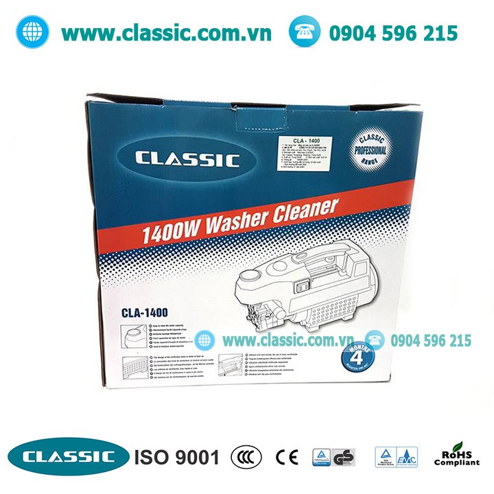 Máy rửa xe áp lực cao Classic 1400w mã CLA-1400 Tự hút nước khỏe