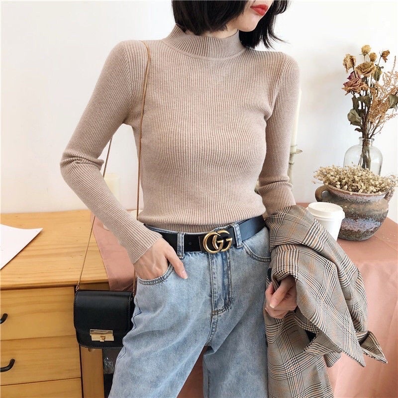 ÁO LEN NỮ CỔ CAO 3 PHÂN HÀNG CHUẨN CHẤT LEN SIÊU MỀM MỊN 9 MÀU