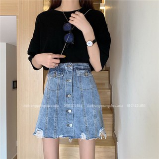 [Hàng Nhập]  Váy Jean Chữ A Cách Điệu “Phong Cách Hàn Quốc” Mã QC52
