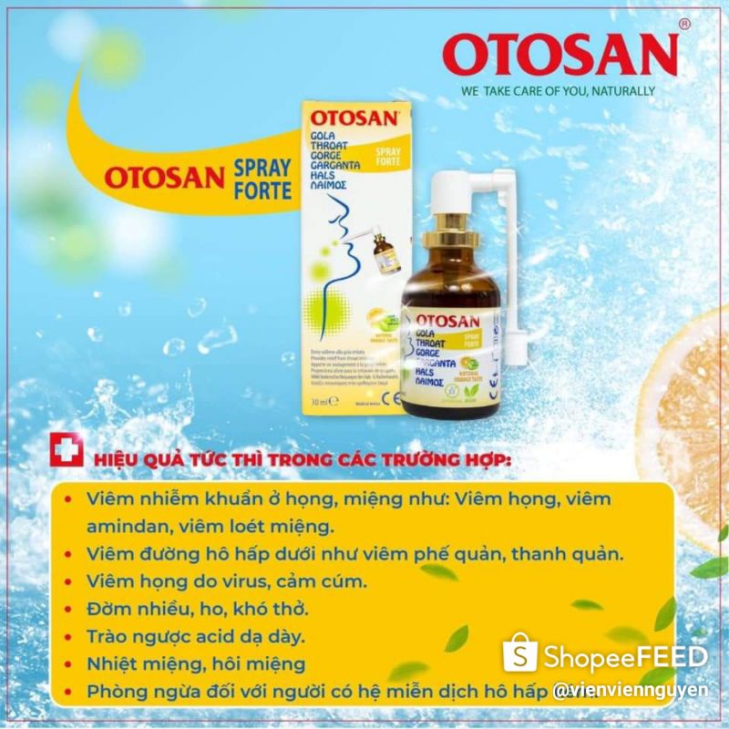 Xịt họng OTOSAN viêm họng, nhiệt miệng ( Italy)