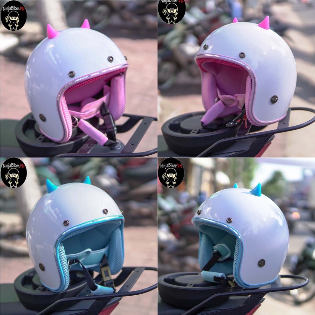 Nón Bảo Hiểm 3/4 Chính Hãng Tặng Kèm Phụ Kiện Sừng Mini Đỏ - FREESHIP